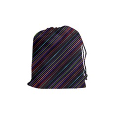 Dark Multicolored Striped Print Design Dark Multicolored Striped Print Design Drawstring Pouch (medium) by dflcprintsclothing