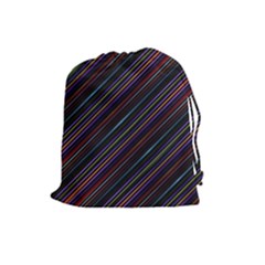 Dark Multicolored Striped Print Design Dark Multicolored Striped Print Design Drawstring Pouch (large) by dflcprintsclothing