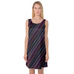 Dark Multicolored Striped Print Design Dark Multicolored Striped Print Design Sleeveless Satin Nightdress by dflcprintsclothing