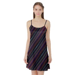 Dark Multicolored Striped Print Design Dark Multicolored Striped Print Design Satin Night Slip by dflcprintsclothing