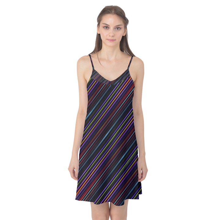 Dark Multicolored Striped Print Design Dark Multicolored Striped Print Design Camis Nightgown