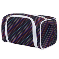 Dark Multicolored Striped Print Design Dark Multicolored Striped Print Design Toiletries Pouch by dflcprintsclothing