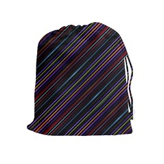 Dark Multicolored Striped Print Design Dark Multicolored Striped Print Design Drawstring Pouch (xl) by dflcprintsclothing