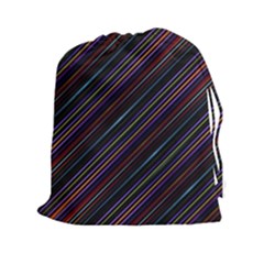 Dark Multicolored Striped Print Design Dark Multicolored Striped Print Design Drawstring Pouch (2xl) by dflcprintsclothing