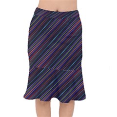 Dark Multicolored Striped Print Design Dark Multicolored Striped Print Design Short Mermaid Skirt