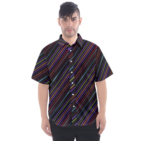 Dark Multicolored Striped Print Design Dark Multicolored Striped Print Design Men s Short Sleeve Shirt by dflcprintsclothing