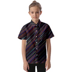 Dark Multicolored Striped Print Design Dark Multicolored Striped Print Design Kids  Short Sleeve Shirt by dflcprintsclothing