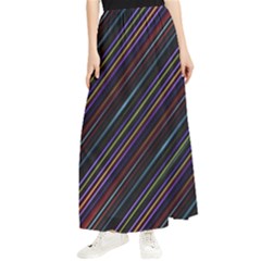 Dark Multicolored Striped Print Design Dark Multicolored Striped Print Design Maxi Chiffon Skirt