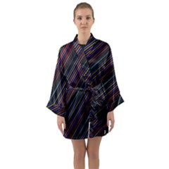 Dark Multicolored Striped Print Design Dark Multicolored Striped Print Design Long Sleeve Satin Kimono by dflcprintsclothing