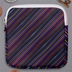 Dark Multicolored Striped Print Design Dark Multicolored Striped Print Design Mini Square Pouch by dflcprintsclothing