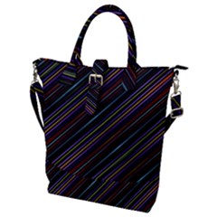 Dark Multicolored Striped Print Design Dark Multicolored Striped Print Design Buckle Top Tote Bag by dflcprintsclothing