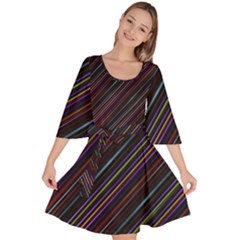 Dark Multicolored Striped Print Design Dark Multicolored Striped Print Design Velour Kimono Dress by dflcprintsclothing