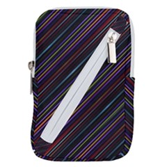 Dark Multicolored Striped Print Design Dark Multicolored Striped Print Design Belt Pouch Bag (small) by dflcprintsclothing