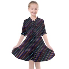 Dark Multicolored Striped Print Design Dark Multicolored Striped Print Design Kids  All Frills Chiffon Dress