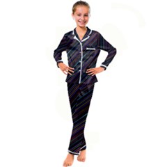 Dark Multicolored Striped Print Design Dark Multicolored Striped Print Design Kid s Satin Long Sleeve Pajamas Set by dflcprintsclothing