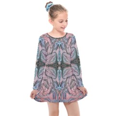 Sewn Repeats Kids  Long Sleeve Dress by kaleidomarblingart