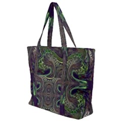 Olive Green Arabesque Zip Up Canvas Bag by kaleidomarblingart