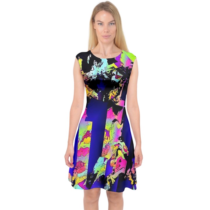 Neon Aggression Capsleeve Midi Dress