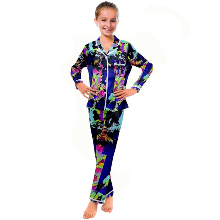 Neon Aggression Kid s Satin Long Sleeve Pajamas Set