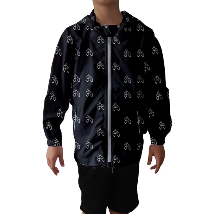 Bicycle Signal Street Motif Print Pattern Kids  Hooded Windbreaker