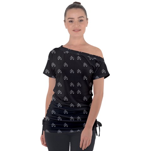 Bicycle Signal Street Motif Print Pattern Off Shoulder Tie-up Tee by dflcprintsclothing