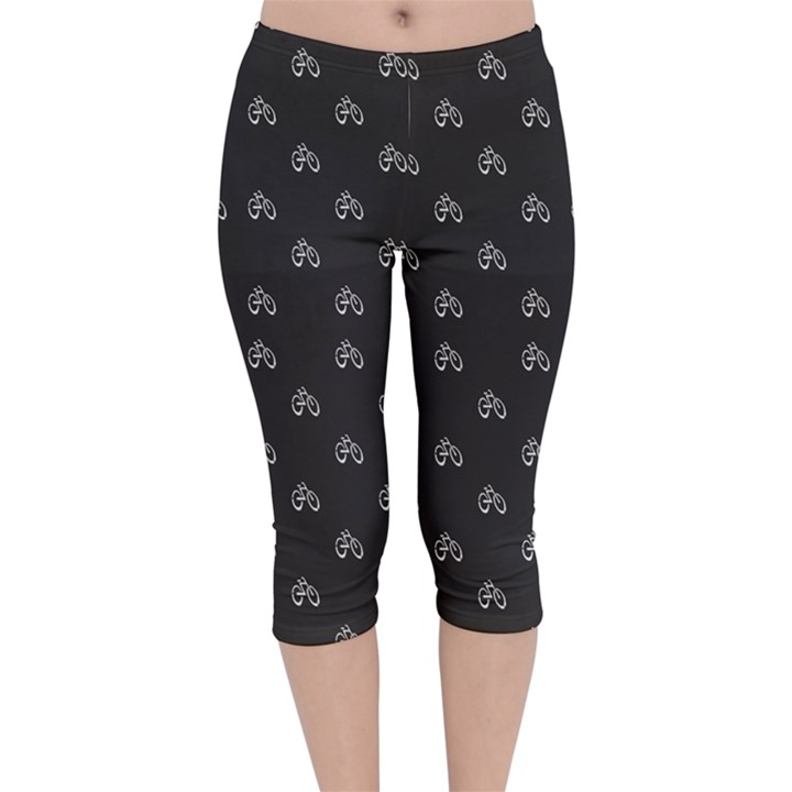 Bicycle Signal Street Motif Print Pattern Velvet Capri Leggings 