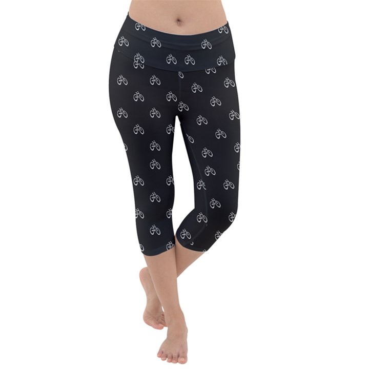 Bicycle Signal Street Motif Print Pattern Lightweight Velour Capri Yoga Leggings