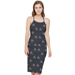 Bicycle Signal Street Motif Print Pattern Bodycon Cross Back Summer Dress