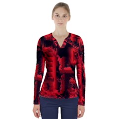 Red Light V-neck Long Sleeve Top by MRNStudios