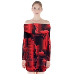 Red Light Long Sleeve Off Shoulder Dress by MRNStudios