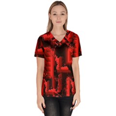 Red Light Women s V-neck Scrub Top by MRNStudios