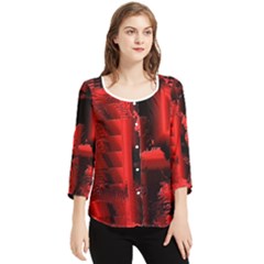 Red Light Chiffon Quarter Sleeve Blouse by MRNStudios