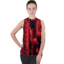 Red Light Mock Neck Chiffon Sleeveless Top View1