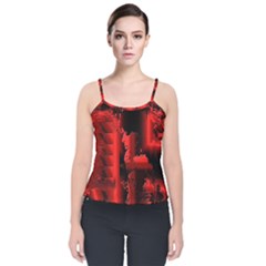 Red Light Velvet Spaghetti Strap Top by MRNStudios