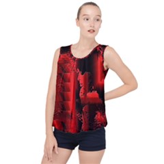 Red Light Bubble Hem Chiffon Tank Top by MRNStudios