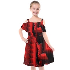 Red Light Kids  Cut Out Shoulders Chiffon Dress by MRNStudios