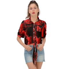 Red Light Tie Front Shirt  by MRNStudios