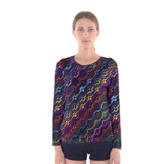 Dark Multicolored Mosaic Pattern Women s Long Sleeve Tee