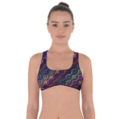 Dark Multicolored Mosaic Pattern Got No Strings Sports Bra by dflcprintsclothing