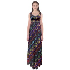 Dark Multicolored Mosaic Pattern Empire Waist Maxi Dress by dflcprintsclothing