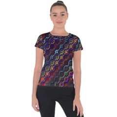 Dark Multicolored Mosaic Pattern Short Sleeve Sports Top  by dflcprintsclothing