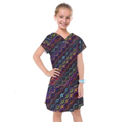 Dark Multicolored Mosaic Pattern Kids  Drop Waist Dress by dflcprintsclothing