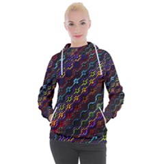 Dark Multicolored Mosaic Pattern Women s Hooded Pullover by dflcprintsclothing