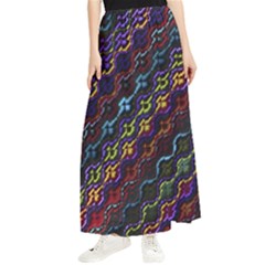 Dark Multicolored Mosaic Pattern Maxi Chiffon Skirt