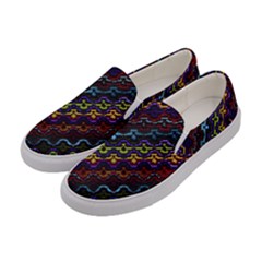 Dark Multicolored Mosaic Pattern Women s Canvas Slip Ons