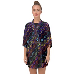 Dark Multicolored Mosaic Pattern Half Sleeve Chiffon Kimono by dflcprintsclothing