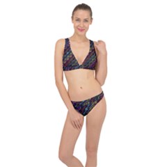 Dark Multicolored Mosaic Pattern Classic Banded Bikini Set 