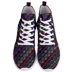 Dark Multicolored Mosaic Pattern Men s Lightweight High Top Sneakers