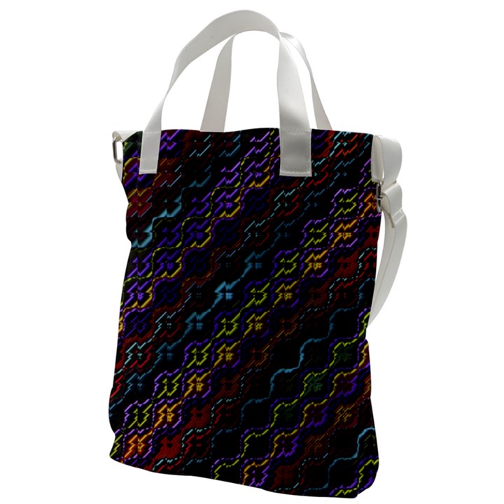 Dark Multicolored Mosaic Pattern Canvas Messenger Bag