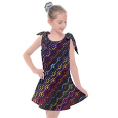 Dark Multicolored Mosaic Pattern Kids  Tie Up Tunic Dress by dflcprintsclothing